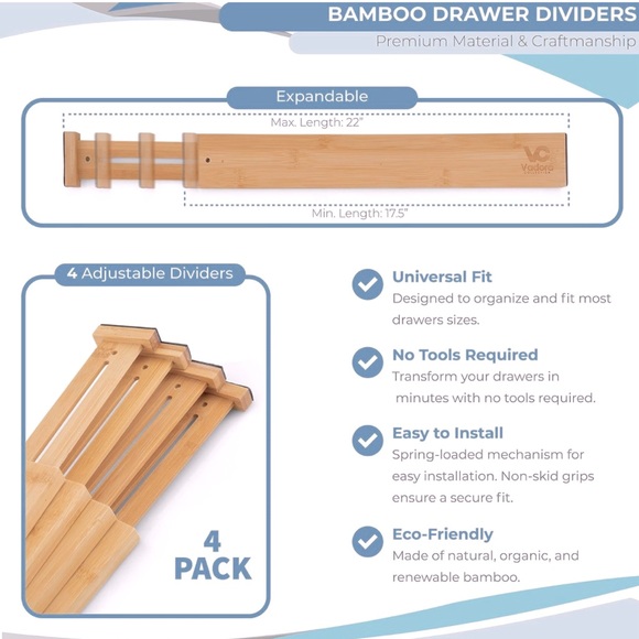 Bamboo Drawer Dividers - Picture 2 of 5